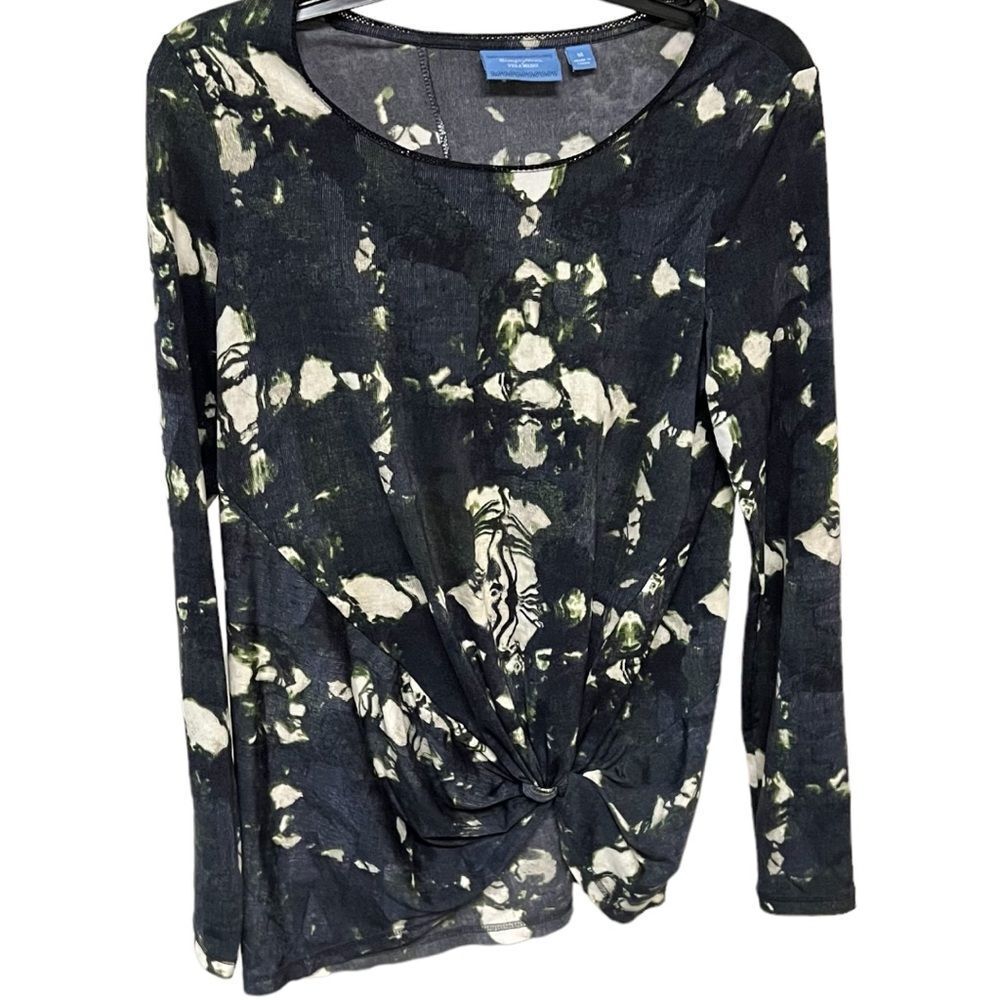 😊 3/$30 Vera Wang Simply Vera line Long sleeve top Front knot/flowy fabric Sz M